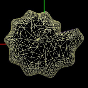Result of simplifying mesh elements with distance values larger than 15