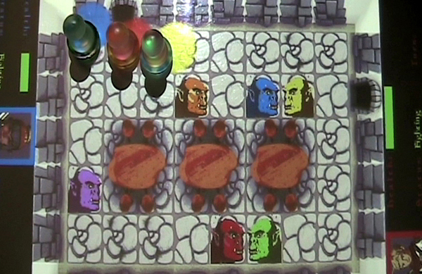 Character pawns are placed at their starting positions when the players enter a new dungeon room
