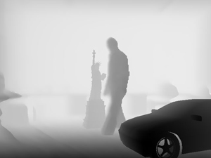 The final mixing result with the augmentation of virtual objects in the target camera, occlusion handling and shadow rendering.